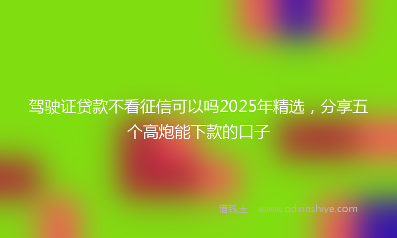 驾驶证贷款不看征信可以吗2025年精选，分享五个高炮能下款的口子