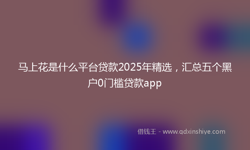 马上花是什么平台贷款2025年精选，汇总五个黑户0门槛贷款app