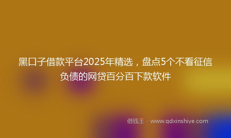黑口子借款平台2025年精选，盘点5个不看征信负债的网贷百分百下款软件