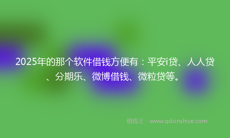 2025年的那个软件借钱方便有：平安i贷、人人贷、分期乐、微博借钱、微粒贷等。