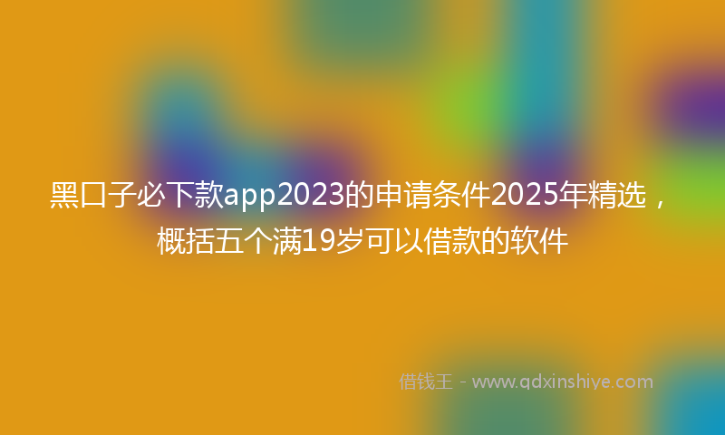 黑口子必下款app2023的申请条件2025年精选，概括五个满19岁可以借款的软件