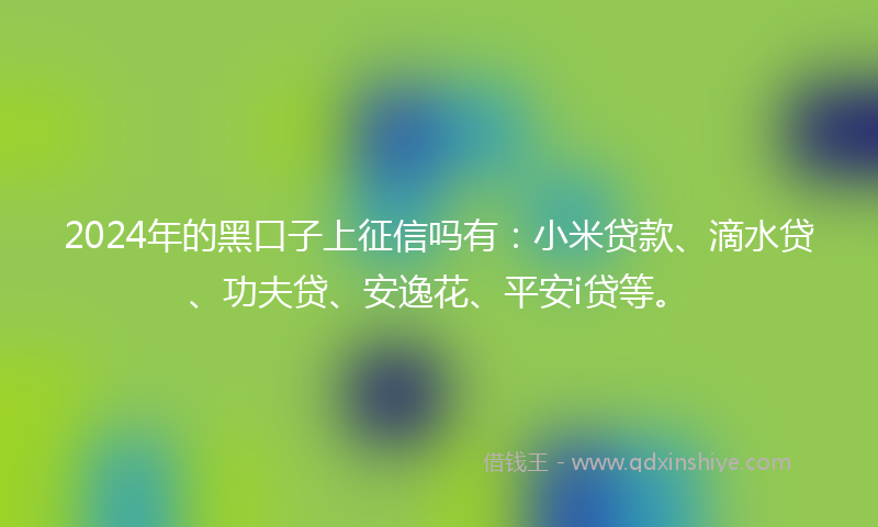 2024年的黑口子上征信吗有：小米贷款、滴水贷、功夫贷、安逸花、平安i贷等。