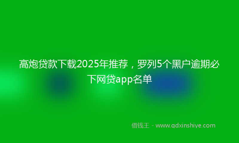 高炮贷款下载2025年推荐，罗列5个黑户逾期必下网贷app名单