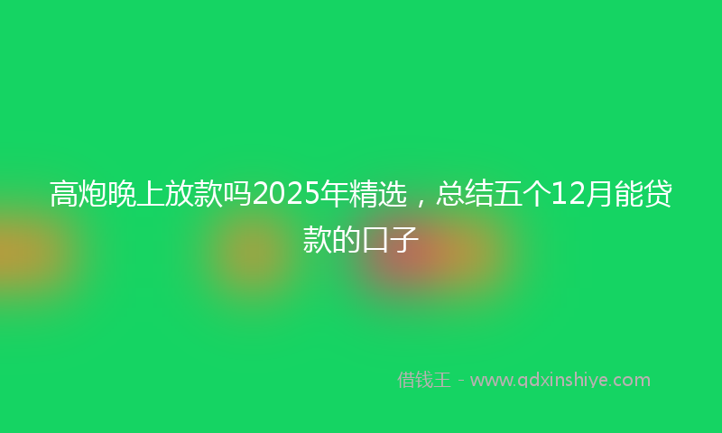 高炮晚上放款吗2025年精选，总结五个12月能贷款的口子