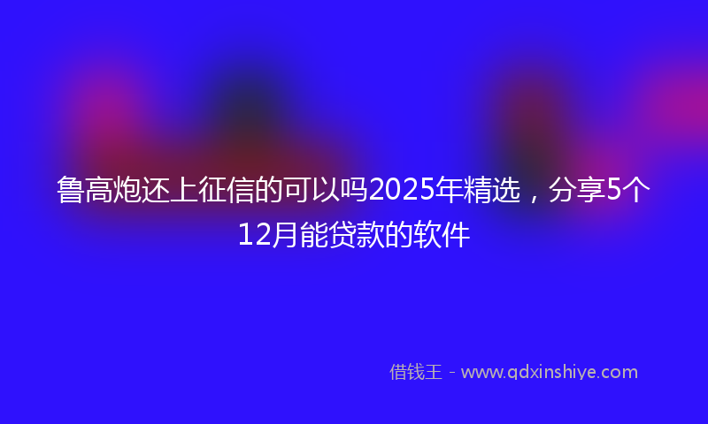 鲁高炮还上征信的可以吗2025年精选，分享5个12月能贷款的软件