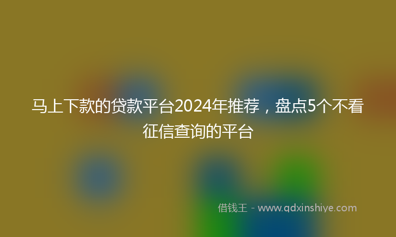 马上下款的贷款平台2024年推荐，盘点5个不看征信查询的平台