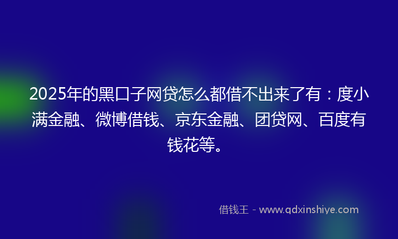 2025年的黑口子网贷怎么都借不出来了有：度小满金融、微博借钱、京东金融、团贷网、百度有钱花等。