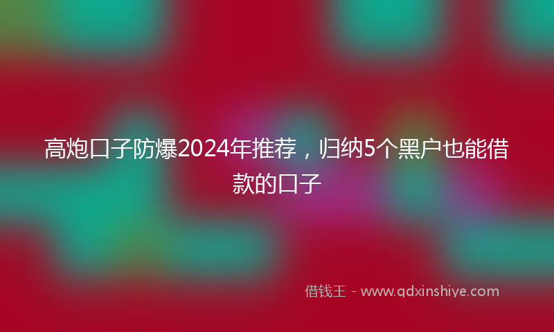 高炮口子防爆2024年推荐，归纳5个黑户也能借款的口子
