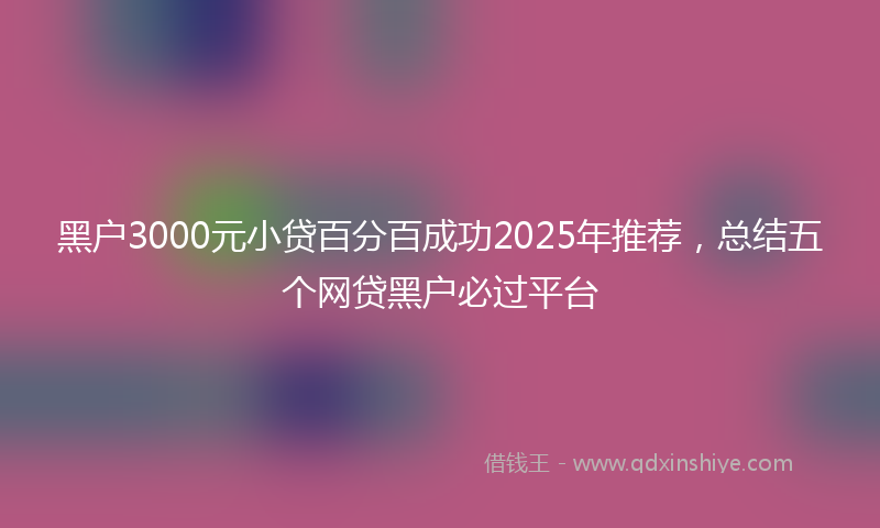 黑户3000元小贷百分百成功2025年推荐，总结五个网贷黑户必过平台