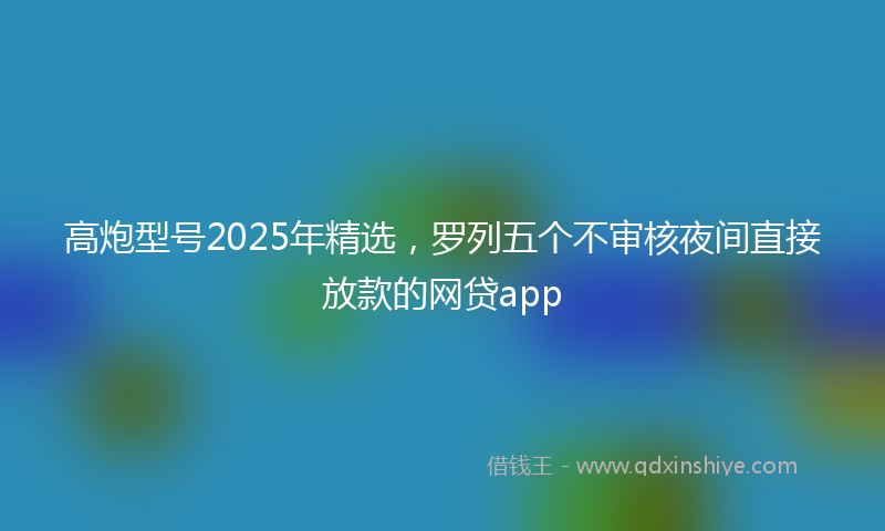 高炮型号2025年精选，罗列五个不审核夜间直接放款的网贷app
