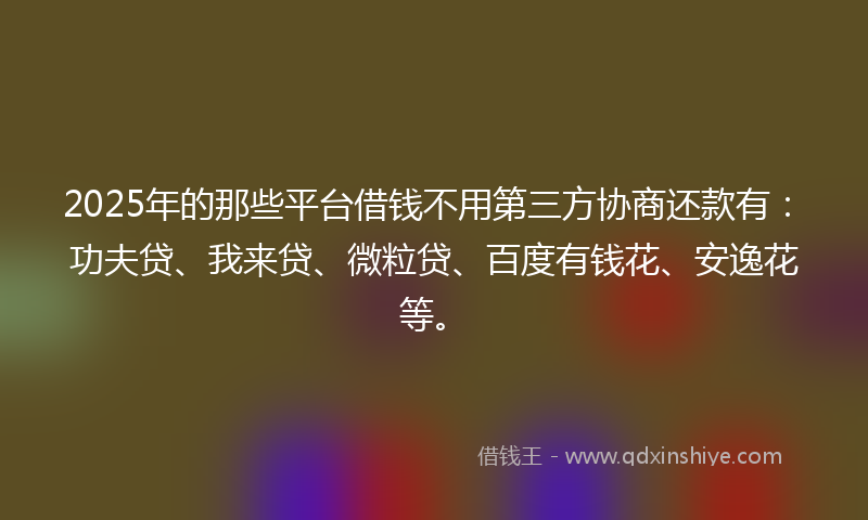 2025年的那些平台借钱不用第三方协商还款有：功夫贷、我来贷、微粒贷、百度有钱花、安逸花等。