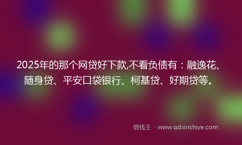 2025年的那个网贷好下款,不看负债有：融逸花、随身贷、平安口袋银行、柯基贷、好期贷等。