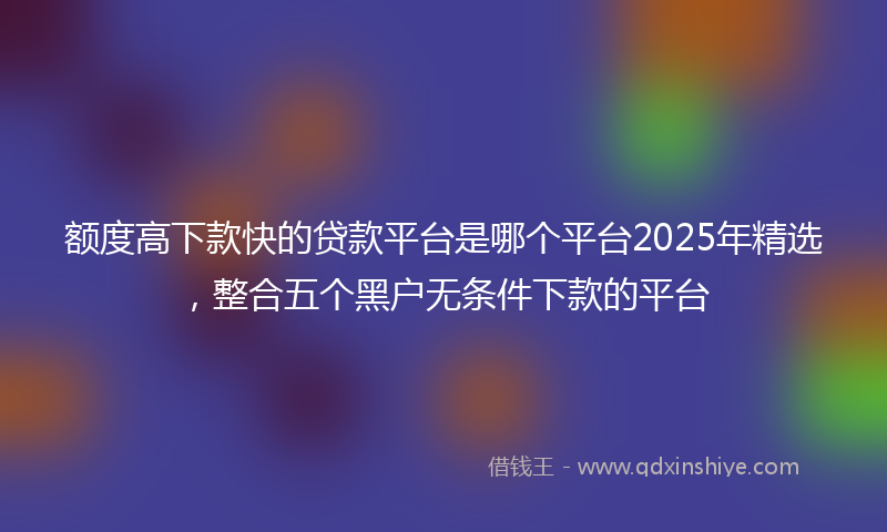 额度高下款快的贷款平台是哪个平台2025年精选，整合五个黑户无条件下款的平台