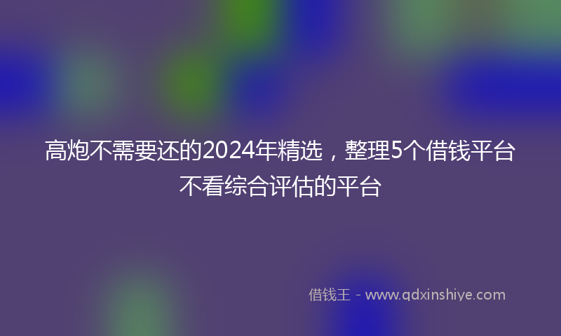 高炮不需要还的2024年精选，整理5个借钱平台不看综合评估的平台