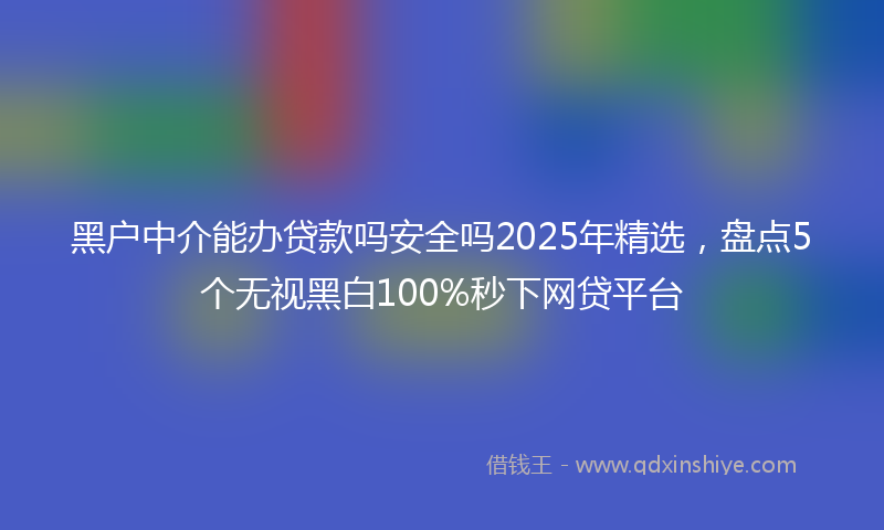 黑户中介能办贷款吗安全吗2025年精选，盘点5个无视黑白100%秒下网贷平台