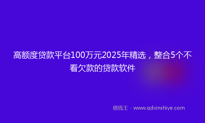 高额度贷款平台100万元2025年精选，整合5个不看欠款的贷款软件