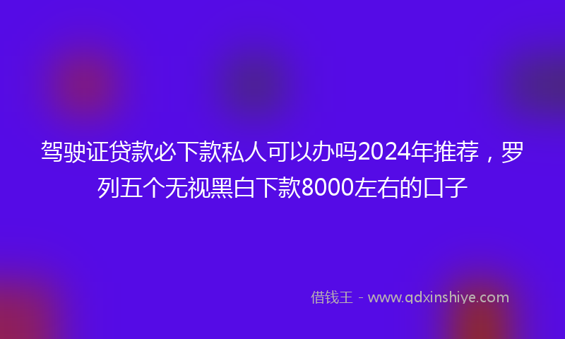 驾驶证贷款必下款私人可以办吗2024年推荐，罗列五个无视黑白下款8000左右的口子