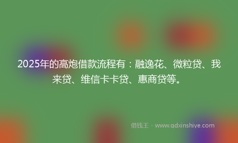 2025年的高炮借款流程有：融逸花、微粒贷、我来贷、维信卡卡贷、惠商贷等。