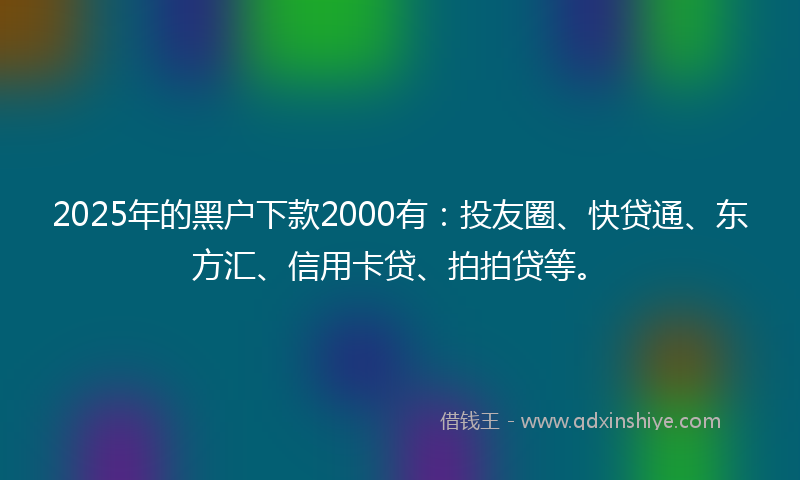 2025年的黑户下款2000有：投友圈、快贷通、东方汇、信用卡贷、拍拍贷等。