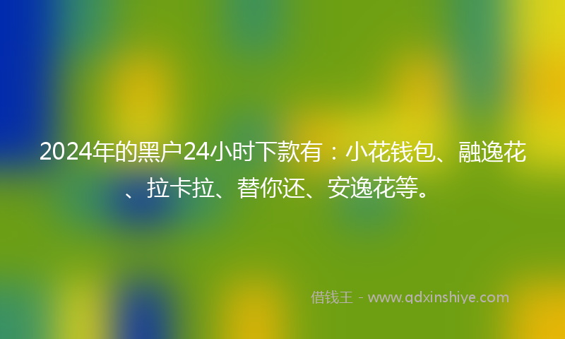 2024年的黑户24小时下款有：小花钱包、融逸花、拉卡拉、替你还、安逸花等。