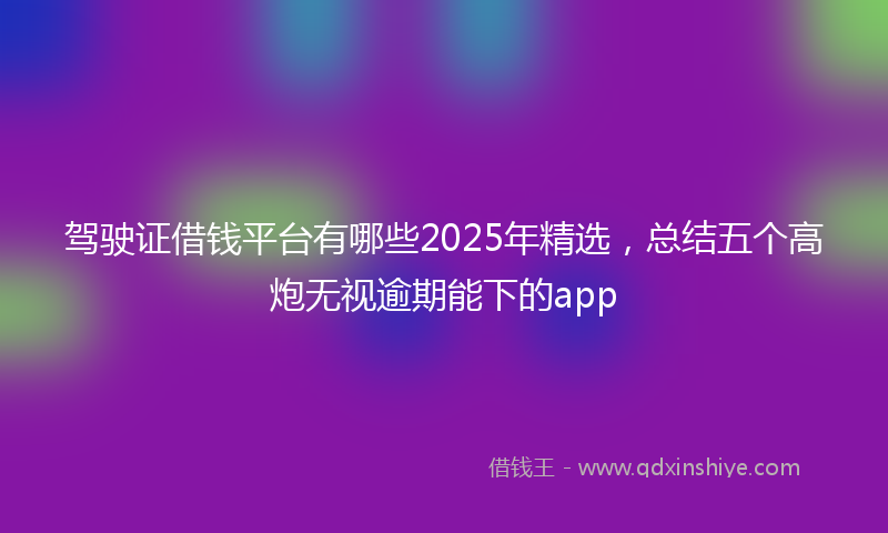 驾驶证借钱平台有哪些2025年精选，总结五个高炮无视逾期能下的app