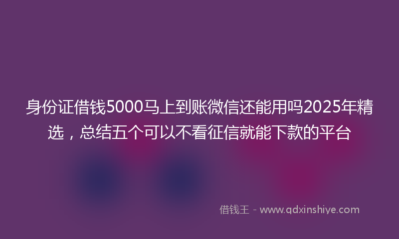 身份证借钱5000马上到账微信还能用吗2025年精选，总结五个可以不看征信就能下款的平台