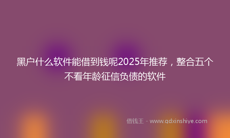 黑户什么软件能借到钱呢2025年推荐，整合五个不看年龄征信负债的软件