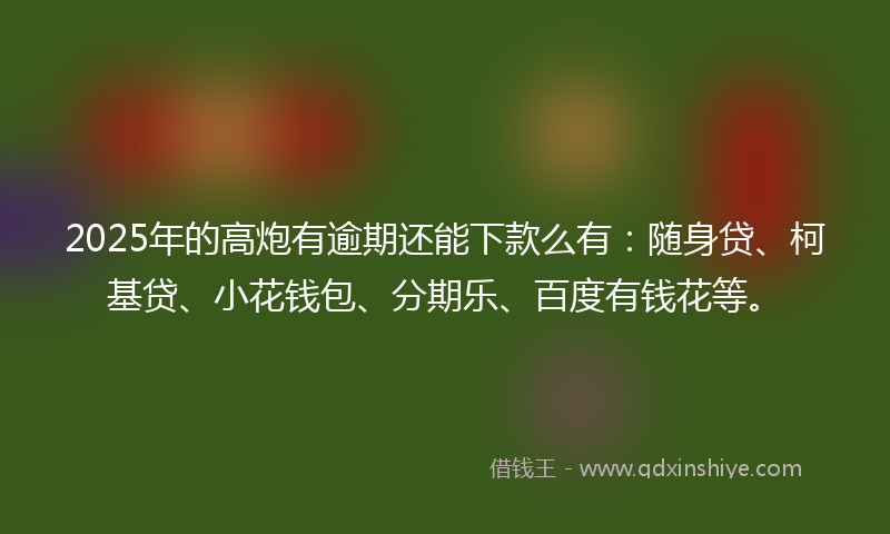 2025年的高炮有逾期还能下款么有：随身贷、柯基贷、小花钱包、分期乐、百度有钱花等。