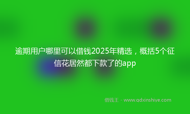 逾期用户哪里可以借钱2025年精选，概括5个征信花居然都下款了的app