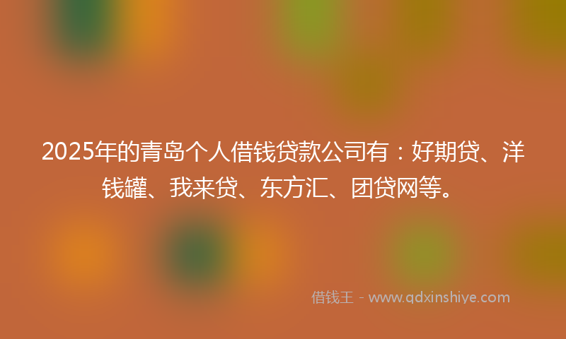 2025年的青岛个人借钱贷款公司有：好期贷、洋钱罐、我来贷、东方汇、团贷网等。
