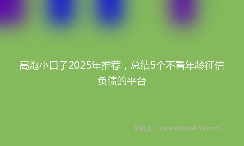 高炮小口子2025年推荐，总结5个不看年龄征信负债的平台