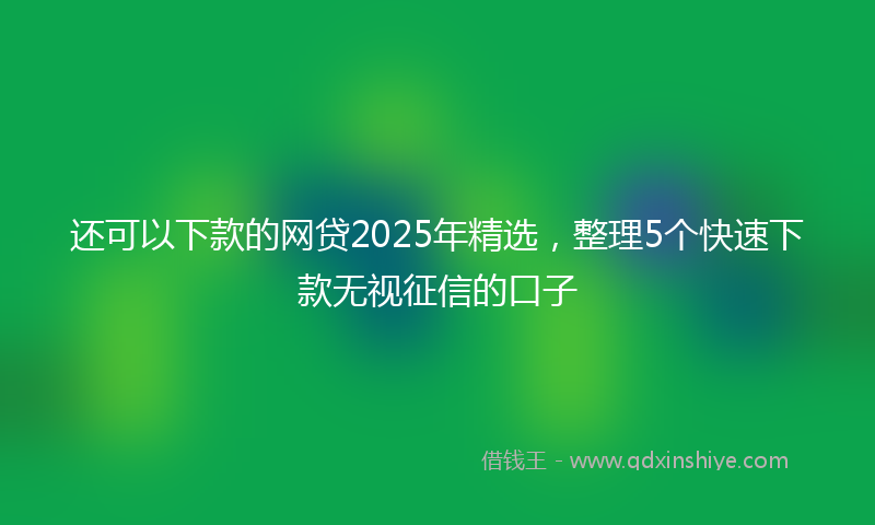 还可以下款的网贷2025年精选，整理5个快速下款无视征信的口子
