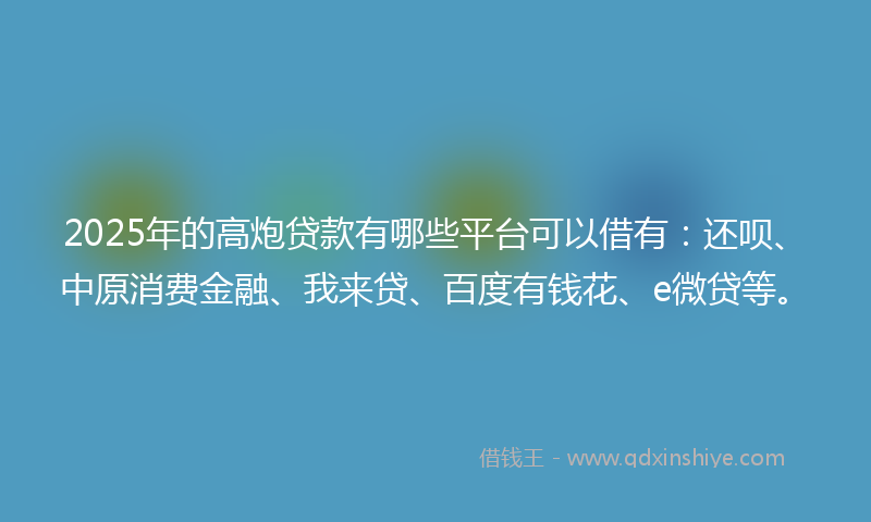 2025年的高炮贷款有哪些平台可以借有：还呗、中原消费金融、我来贷、百度有钱花、e微贷等。
