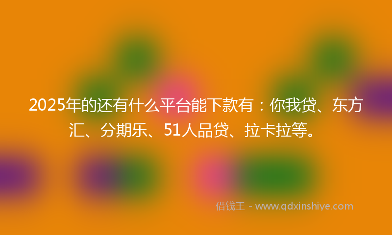 2025年的还有什么平台能下款有：你我贷、东方汇、分期乐、51人品贷、拉卡拉等。