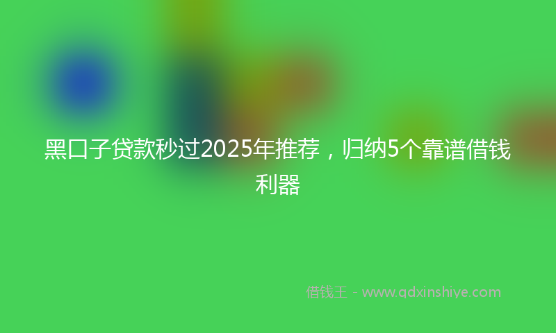 黑口子贷款秒过2025年推荐，归纳5个靠谱借钱利器