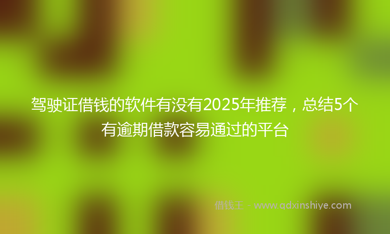 驾驶证借钱的软件有没有2025年推荐，总结5个有逾期借款容易通过的平台