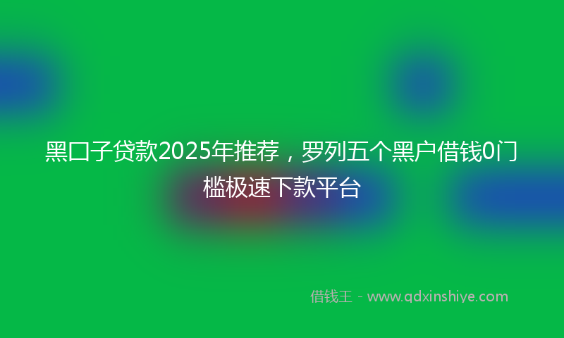 黑囗子贷款2025年推荐，罗列五个黑户借钱0门槛极速下款平台
