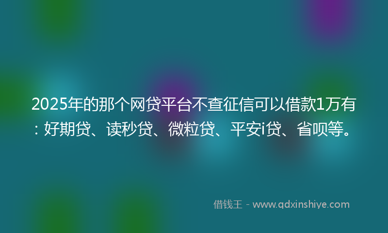 2025年的那个网贷平台不查征信可以借款1万有：好期贷、读秒贷、微粒贷、平安i贷、省呗等。