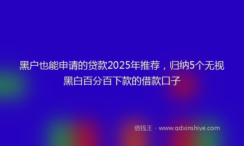 黑户也能申请的贷款2025年推荐，归纳5个无视黑白百分百下款的借款口子