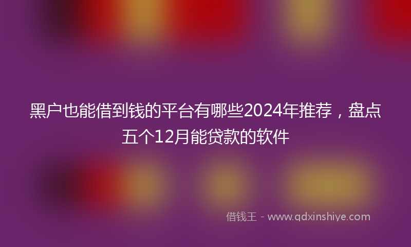 黑户也能借到钱的平台有哪些2024年推荐，盘点五个12月能贷款的软件