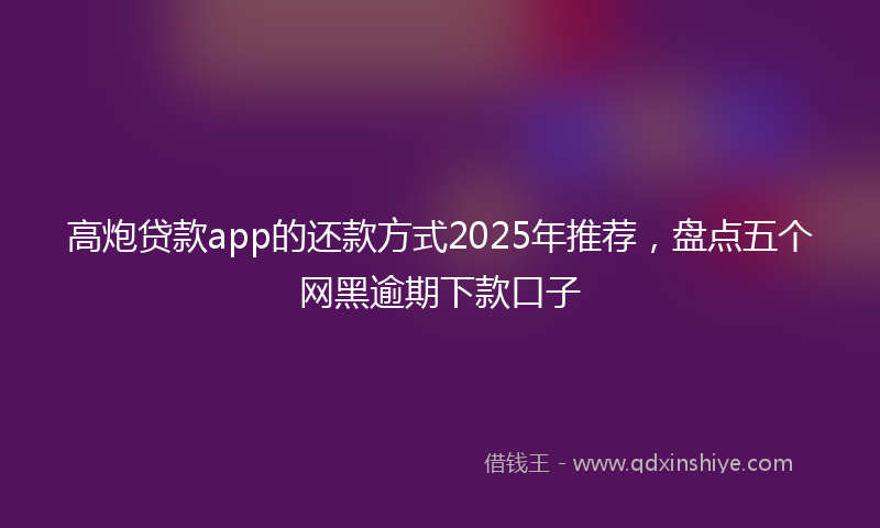 高炮贷款app的还款方式2025年推荐，盘点五个网黑逾期下款口子