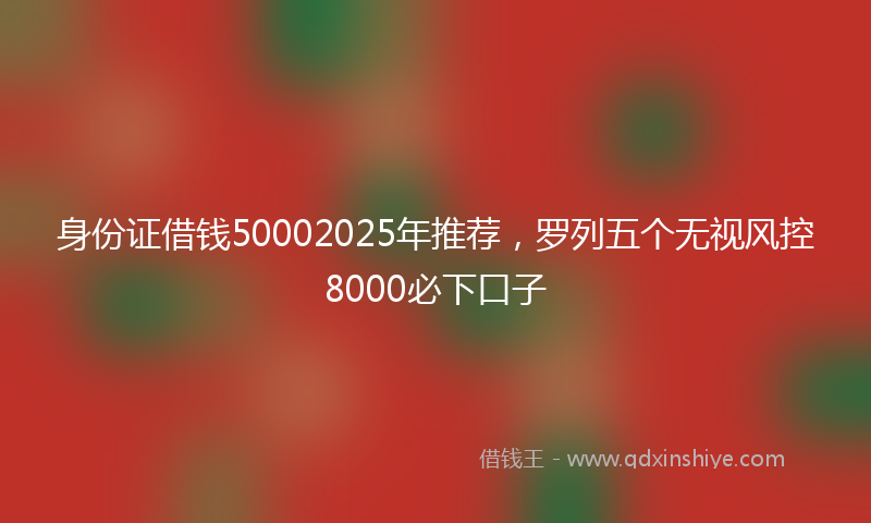 身份证借钱50002025年推荐，罗列五个无视风控8000必下口子