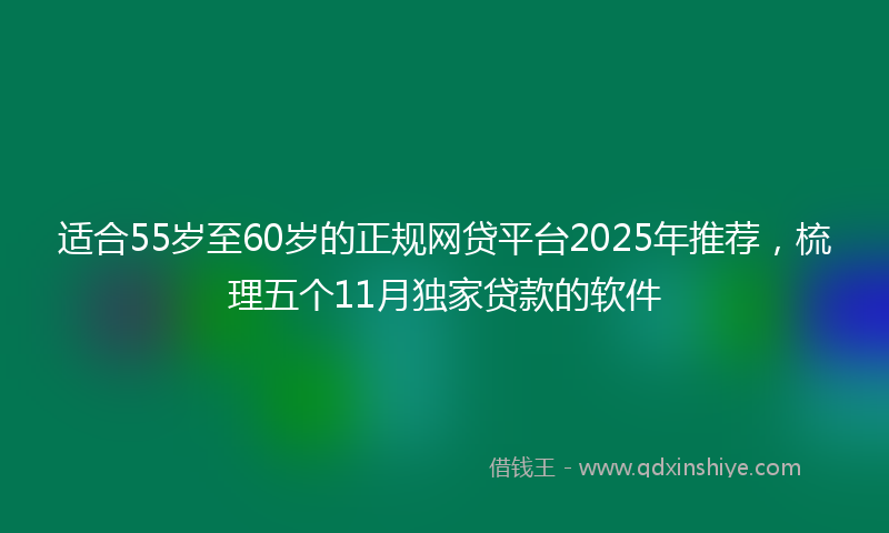 适合55岁至60岁的正规网贷平台2025年推荐，梳理五个11月独家贷款的软件