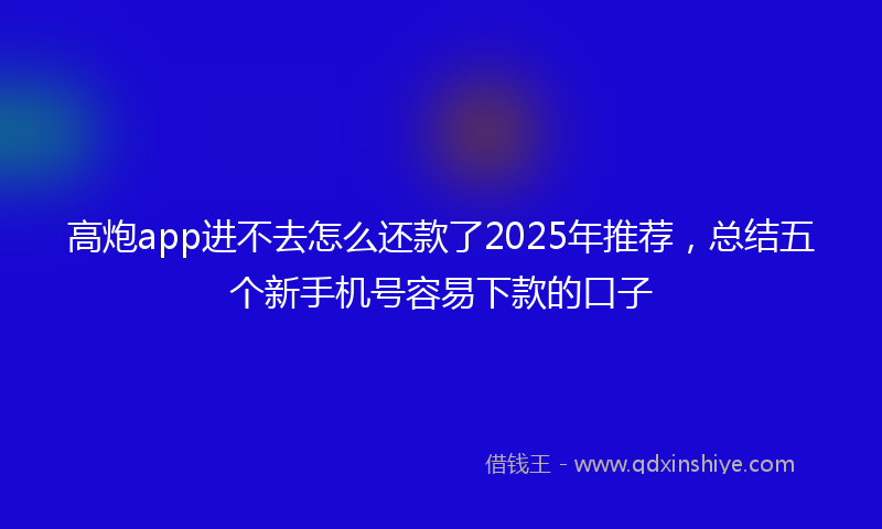 高炮app进不去怎么还款了2025年推荐，总结五个新手机号容易下款的口子