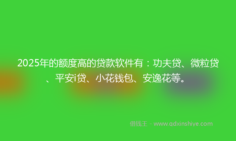 2025年的额度高的贷款软件有：功夫贷、微粒贷、平安i贷、小花钱包、安逸花等。