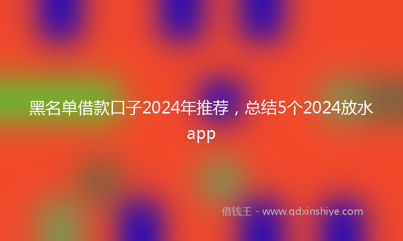 黑名单借款口子2024年推荐，总结5个2024放水app