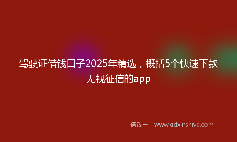 驾驶证借钱口子2025年精选，概括5个快速下款无视征信的app