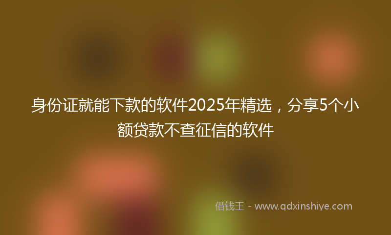 身份证就能下款的软件2025年精选，分享5个小额贷款不查征信的软件