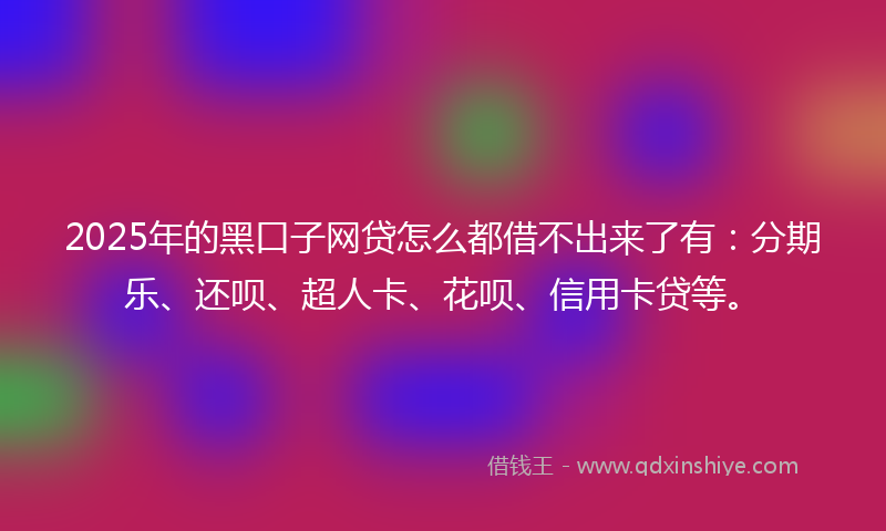 2025年的黑口子网贷怎么都借不出来了有：分期乐、还呗、超人卡、花呗、信用卡贷等。