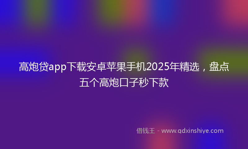 高炮贷app下载安卓苹果手机2025年精选，盘点五个高炮口子秒下款
